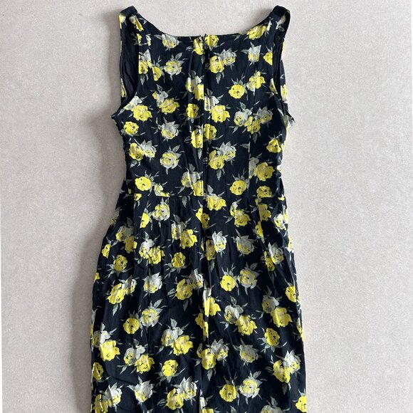 Topshop Tall Black and Yellow Rose Dress ASO Aria Montgomery - Picture 4 of 8